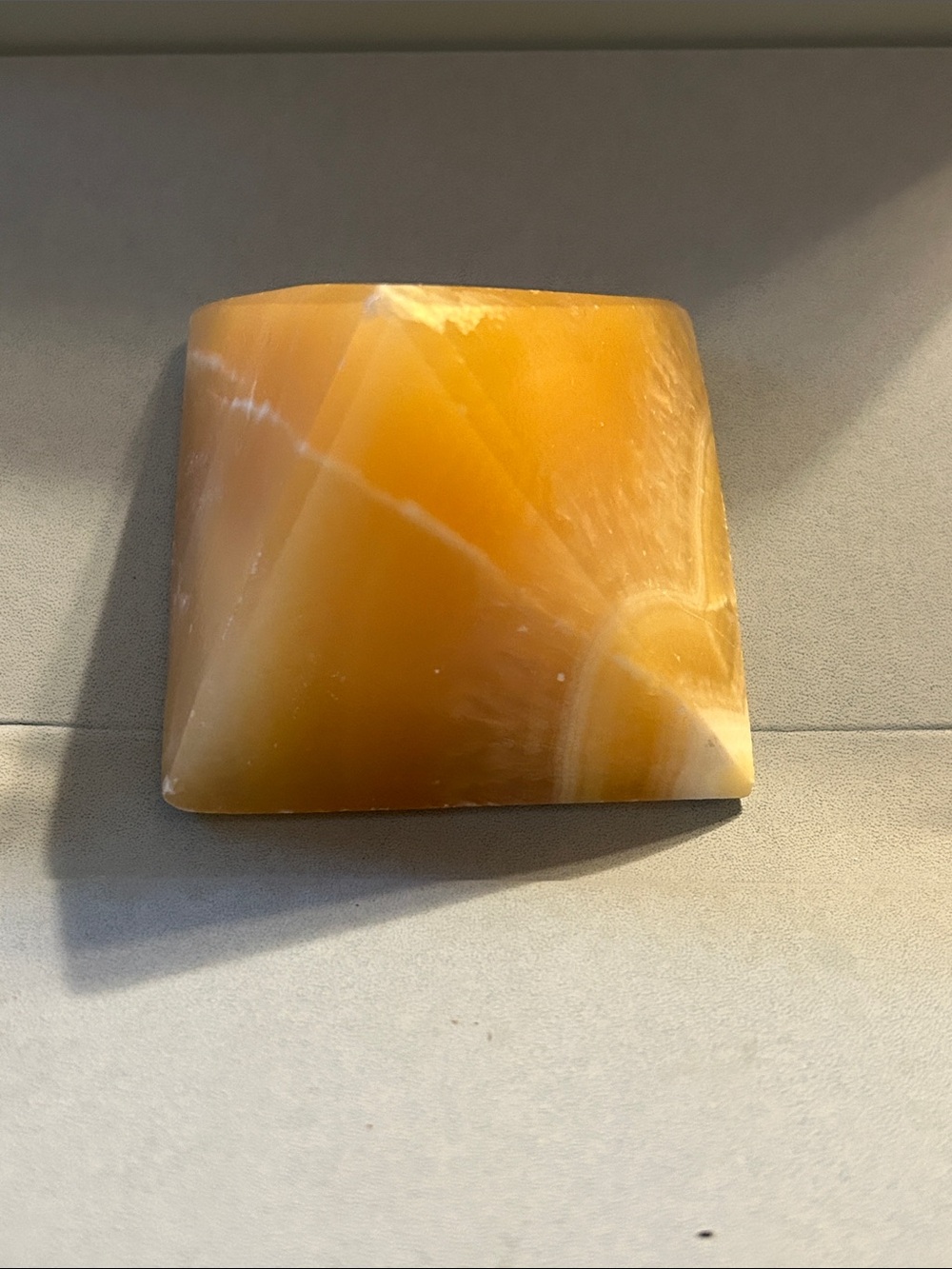 Polished Yellow Onyx Pyramid Display Stone